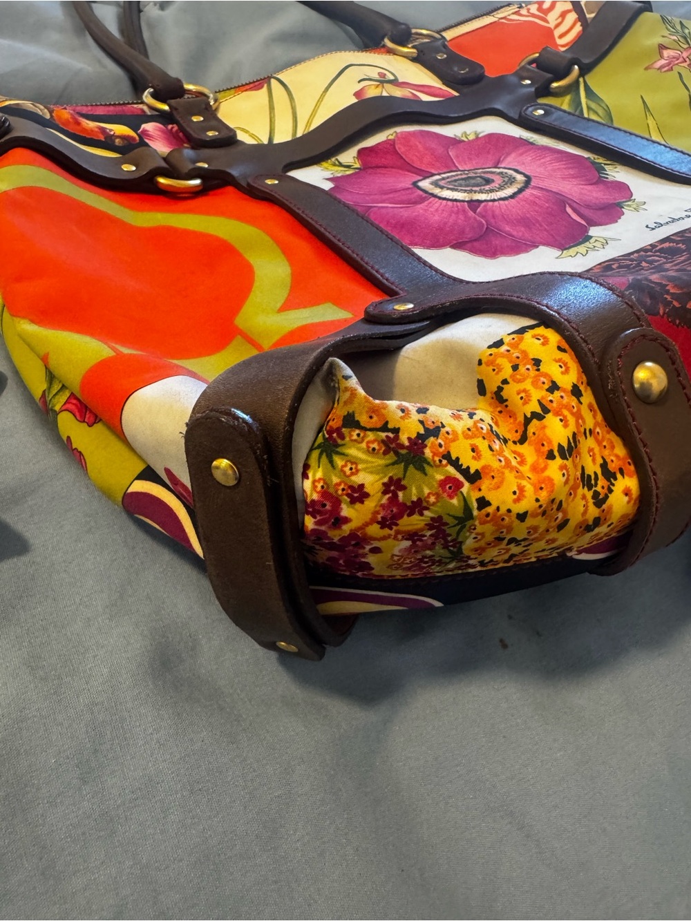 Salvatore Ferragamo Multicolor Leopard Panel Leather-Trim Tote - Picture 4 of 16
